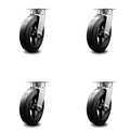 Service Caster 8 Inch Kingpinless Rubber on Steel Wheel Swivel Top Plate Caster SCC, 4PK SCC-KP30S820-RSR-4